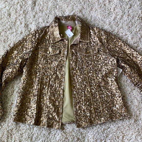 Sandy starkman vintage gold sequin jacket blazer - Picture 2 of 4